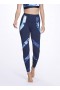 Women Marchesa Bottoms | Navy Blue High Waisted Legging With Floral Print Detail Navy Multi