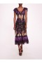 Women Marchesa Dresses | Abstract Viscose Midi Dress Purple Multi