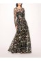 Women Marchesa Dresses | Botanical Embroidered Gown Black Multi