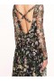 Women Marchesa Dresses | Botanical Embroidered Gown Black Multi