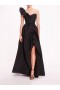 Women Marchesa Dresses | Cloque Draped Gown Black