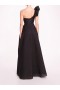 Women Marchesa Dresses | Cloque Draped Gown Black