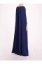 Women Marchesa Dresses | Embellished Cape Gown Navy