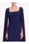 Women Marchesa Dresses | Embellished Cape Gown Navy