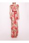 Women Marchesa Dresses | Embroidered Boat Neck Gown Red Pink