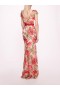 Women Marchesa Dresses | Embroidered Boat Neck Gown Red Pink