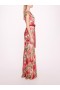 Women Marchesa Dresses | Embroidered Boat Neck Gown Red Pink