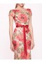 Women Marchesa Dresses | Embroidered Boat Neck Gown Red Pink