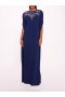 Women Marchesa Dresses | Embroidered Crepe Kaftan Navy