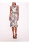 Women Marchesa Dresses | Embroidered Midi Dress Blue White