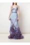Women Marchesa Dresses | Fit-to-Flare Floral Texture Gown Light Blue