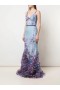 Women Marchesa Dresses | Fit-to-Flare Floral Texture Gown Light Blue