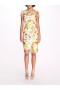 Women Marchesa Dresses | Floral Embroidery Pencil Dress Ivory Yellow