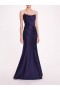 Women Marchesa Dresses | Floral Mikado Gown Navy