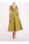 Women Marchesa Dresses | Floral Mikado Midi Dress Olive