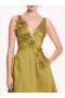 Women Marchesa Dresses | Floral Mikado Midi Dress Olive