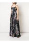 Women Marchesa Dresses | Floral Print Pleated Gown Black