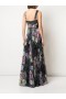 Women Marchesa Dresses | Floral Print Pleated Gown Black