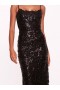Women Marchesa Dresses | Floral Sequin Midi Dress Black