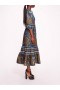 Women Marchesa Dresses | Flying Cheetah Tiered Midi Dress Blue Multi