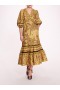 Women Marchesa Dresses | Flying Cheetah Tiered Midi Dress Yellow Multi