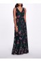 Women Marchesa Dresses | Keyhole Back Floral Gown Black