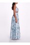 Women Marchesa Dresses | Keyhole Back Floral Gown Slate Blue