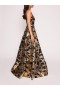 Women Marchesa Dresses | Lotus Sequin Gown Black Gold