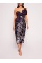 Women Marchesa Dresses | Lotus Sequin Midi Dress Aubergine Gunmetal