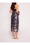 Women Marchesa Dresses | Lotus Sequin Midi Dress Aubergine Gunmetal