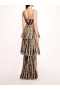 Women Marchesa Dresses | Metallic Filigree Gown Black Gold