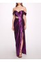 Women Marchesa Dresses | Off Shoulder Lamé Gown With Draped Bodice Amethyst