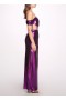 Women Marchesa Dresses | Off Shoulder Lamé Gown With Draped Bodice Amethyst