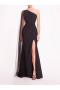 Women Marchesa Dresses | One Shoulder Cape Gown Black