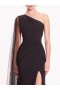 Women Marchesa Dresses | One Shoulder Cape Gown Black