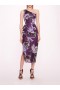 Women Marchesa Dresses | One Shoulder Drape Midi Dress Purple
