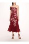 Women Marchesa Dresses | One Shoulder Gilded Midi Dress Wine