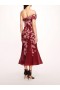 Women Marchesa Dresses | One Shoulder Gilded Midi Dress Wine