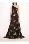 Women Marchesa Dresses | One Shoulder Marigold Ball Gown Black Gold