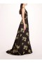 Women Marchesa Dresses | One Shoulder Marigold Ball Gown Black Gold