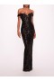Women Marchesa Dresses | Organic Neckline Sequin Gown Black