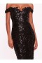 Women Marchesa Dresses | Organic Neckline Sequin Gown Black