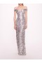 Women Marchesa Dresses | Organic Neckline Sequin Gown Silver