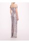 Women Marchesa Dresses | Organic Neckline Sequin Gown Silver