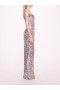 Women Marchesa Dresses | Organic Neckline Sequin Gown Silver