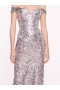 Women Marchesa Dresses | Organic Neckline Sequin Gown Silver