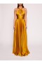 Women Marchesa Dresses | Pleated Foil Gown Gold