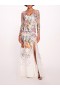 Women Marchesa Dresses | Ribbons Long Sleeve Gown Ivory Multi