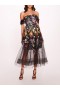 Women Marchesa Dresses | Ribbons Midi Dress Black Multi