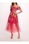 Women Marchesa Dresses | Ribbons Midi Dress Fuchsia